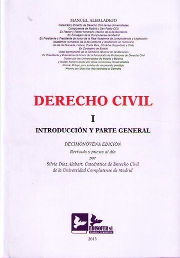 Derecho Civil I. Introduccion y Parte General. Manuel Albaladejo. 