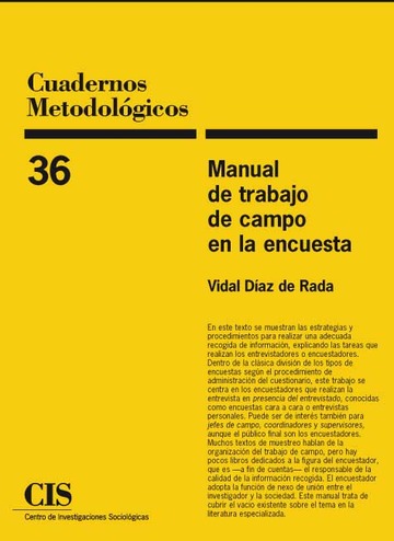 Manual de trabajo de campo en la encuesta cuadernos metodologicos 36